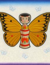Margaret Kasahara Kokeshi with butterfly wings